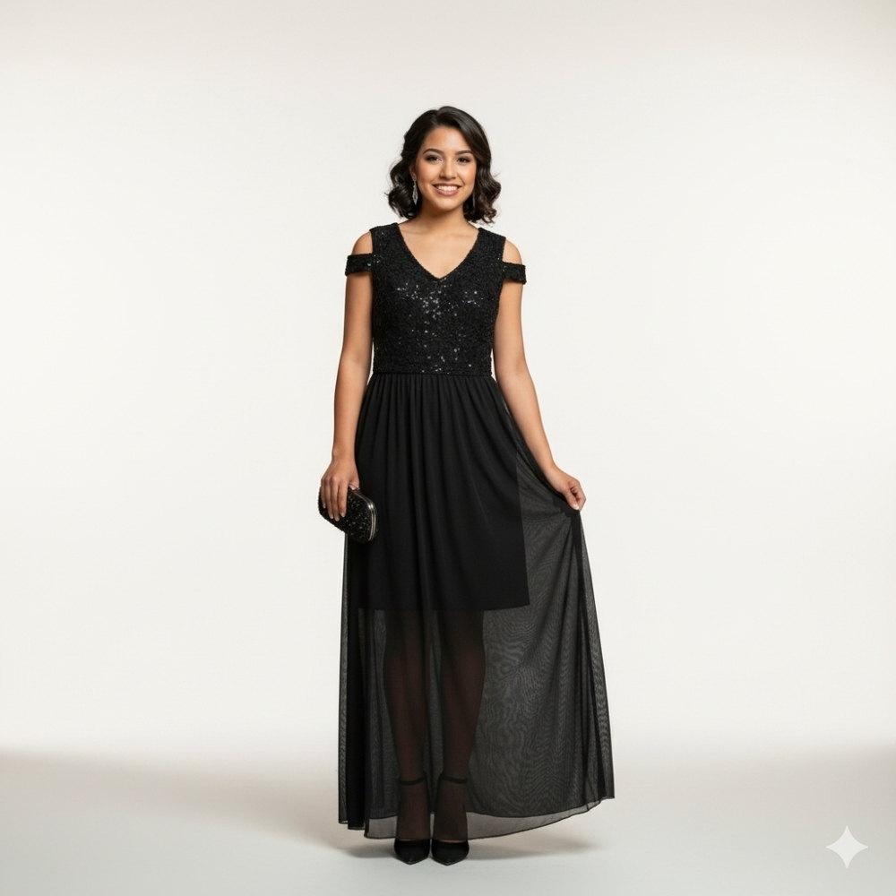 ENFOCUS Studios Long Lace Sheer Formal Dress Size 4